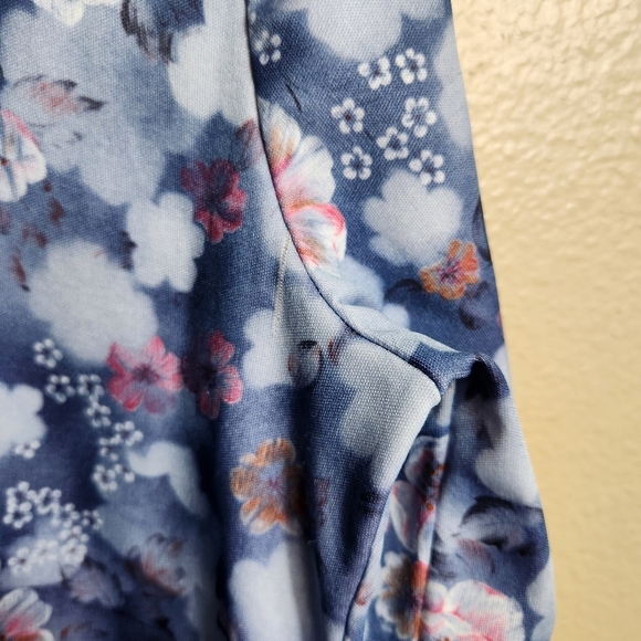 Sears Womens Vintage 70s Blue Floral Buttonfront Shirt-Size 16 - Picture 6 of 7